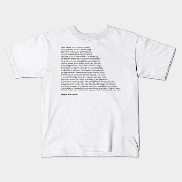 Simone de Beauvoir Quotes Kids T-Shirt by qqqueiru